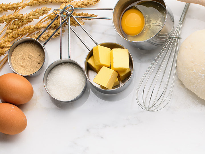 Baking cake with dough recipe ingredients