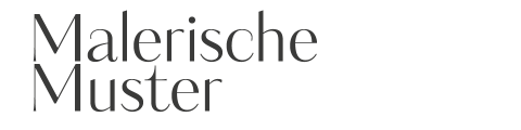 Text mit der Aufschrift „Malerische Muster“ in Serifenschrift auf weißem Hintergrund.