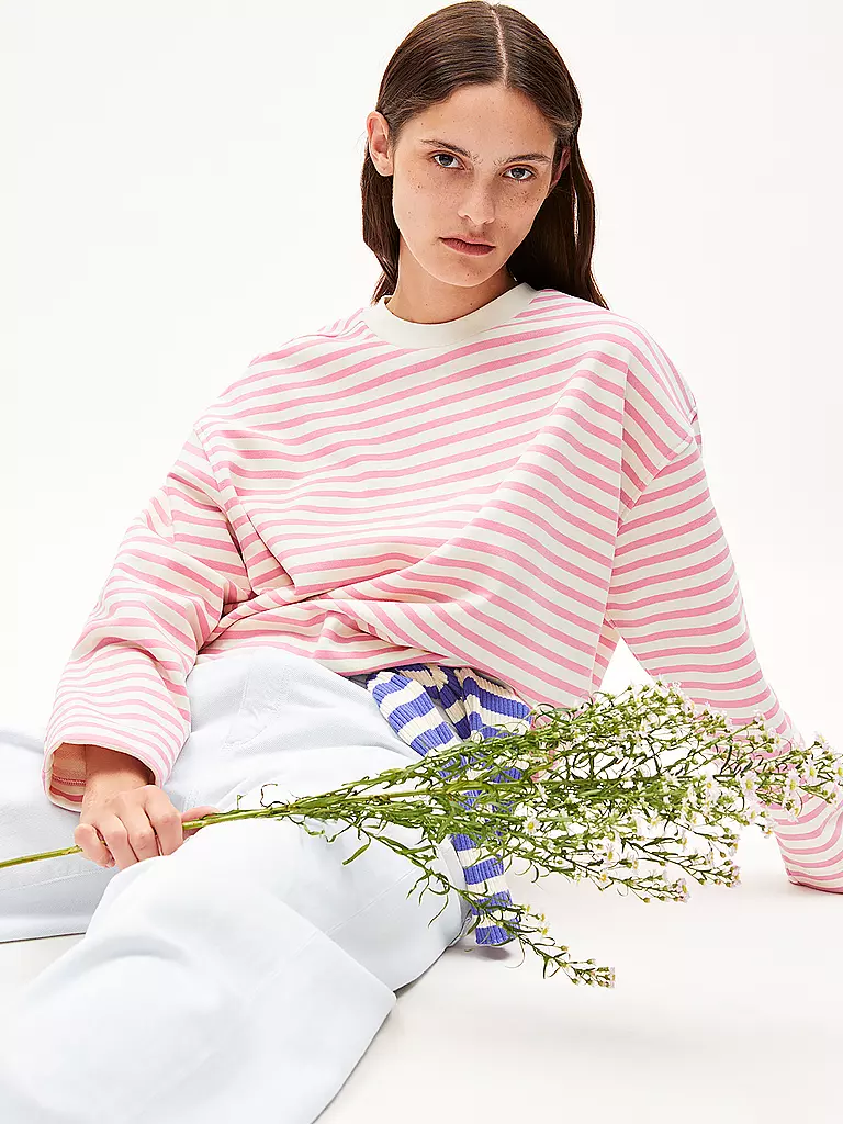 ARMEDANGELS | Sweater Oversized Fit FRANKAA  STRIPES | rosa