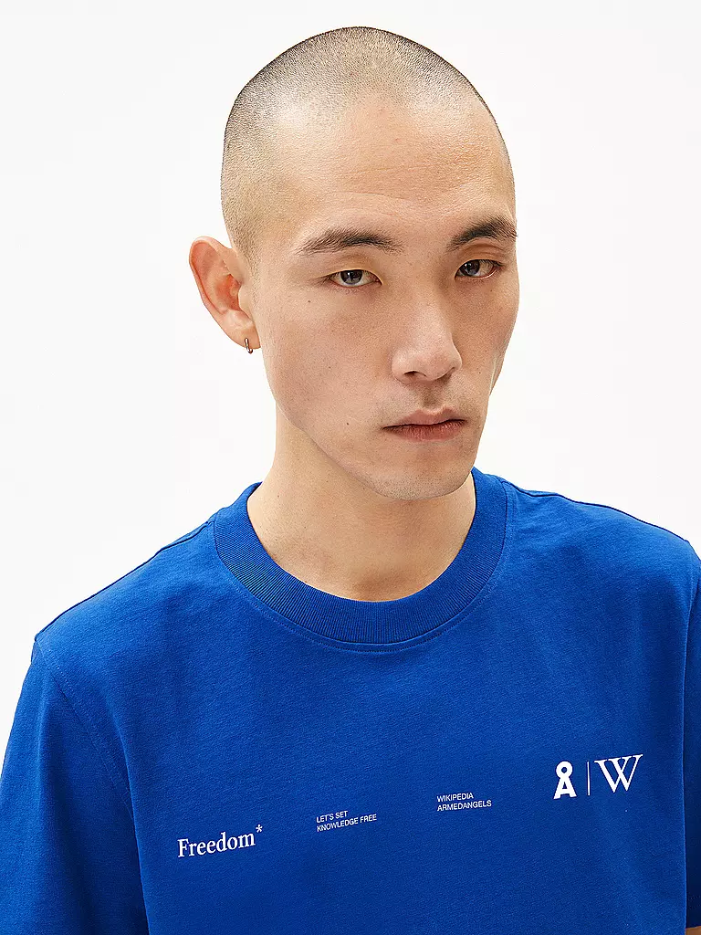 ARMEDANGELS | T-Shirt MAARKOS WIKIPEDIA  | blau