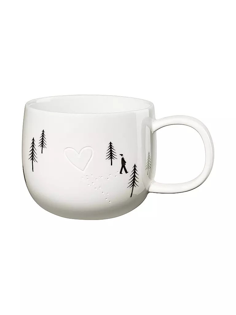 ASA SELECTION | Henkelbecher HEART IN SNOW 400ml Joy / Snow Tracks | Weiss