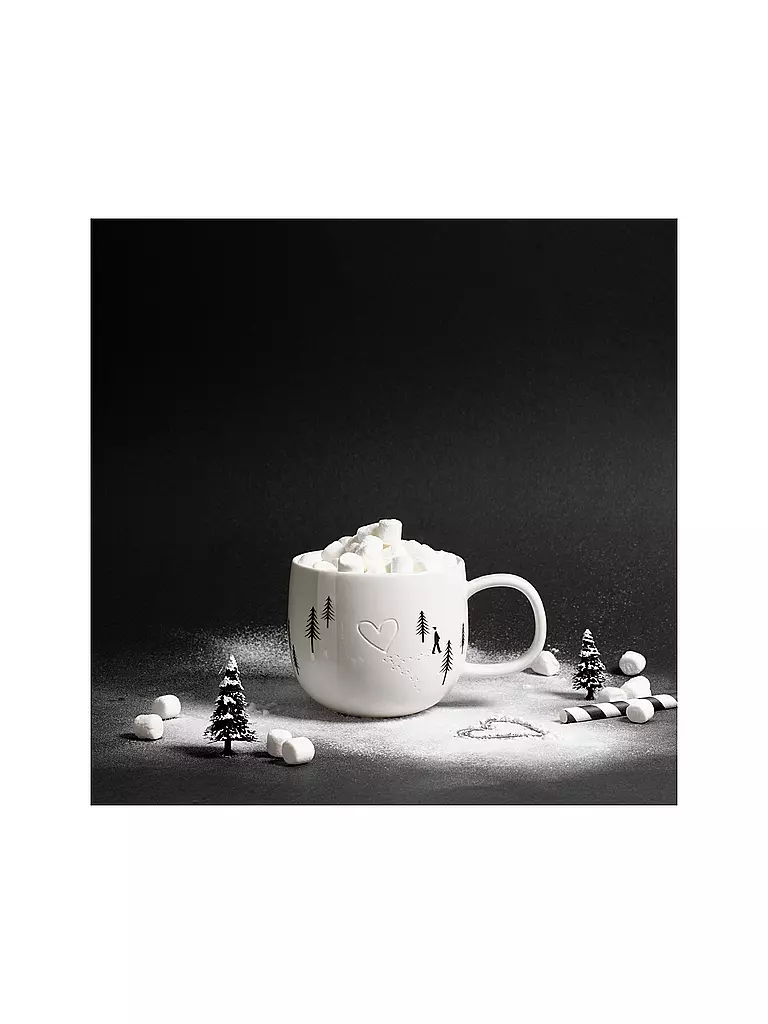 ASA SELECTION | Henkelbecher HEART IN SNOW 400ml Joy / Snow Tracks | Weiss