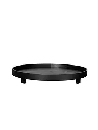 ASA SELECTION | Tablett auf Fuss rund 40cm WEIDENHOLZ schwarz  | Schwarz