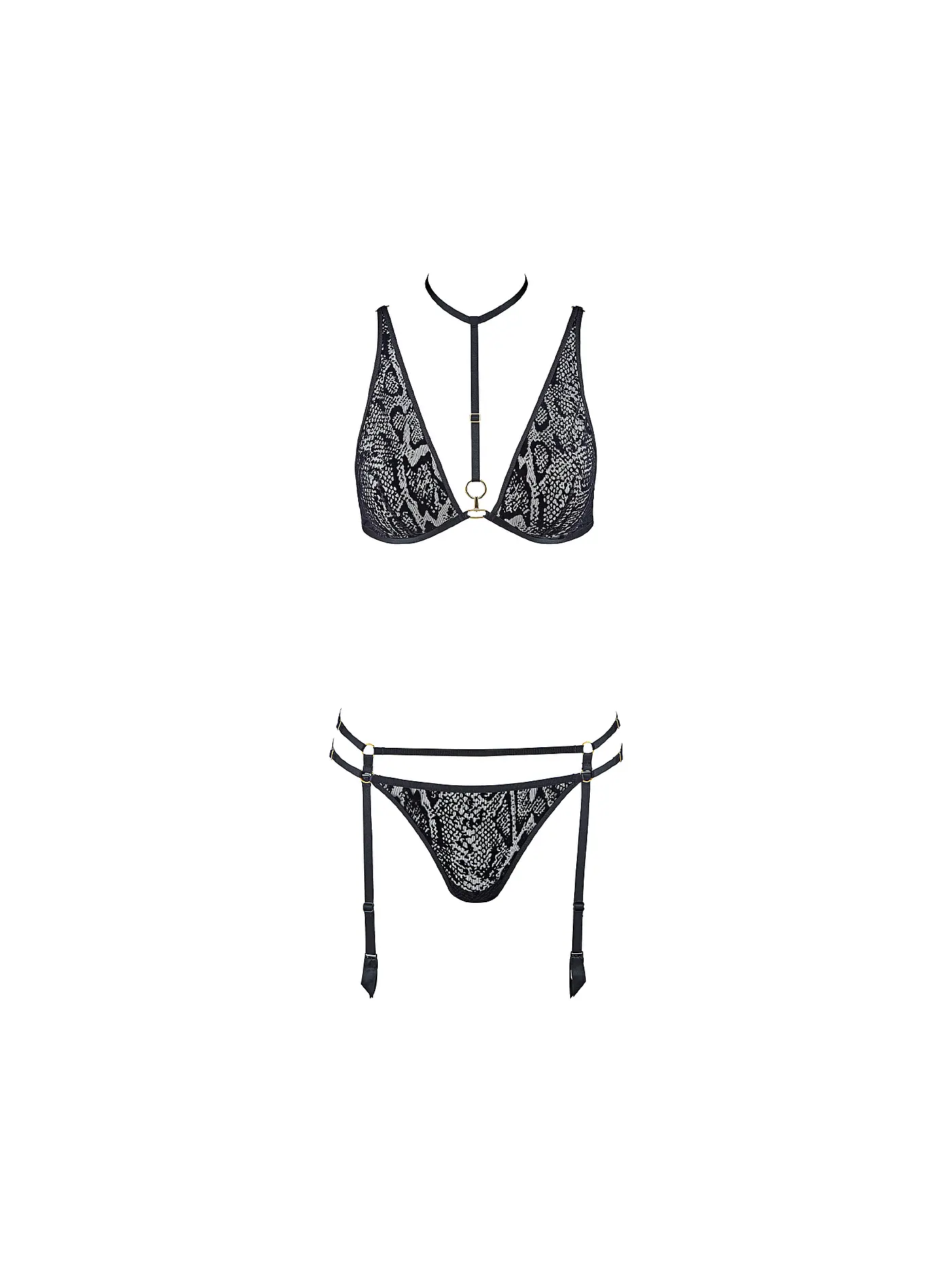 AUBADE | Set BH mit Bügel und String black phyton  | schwarz