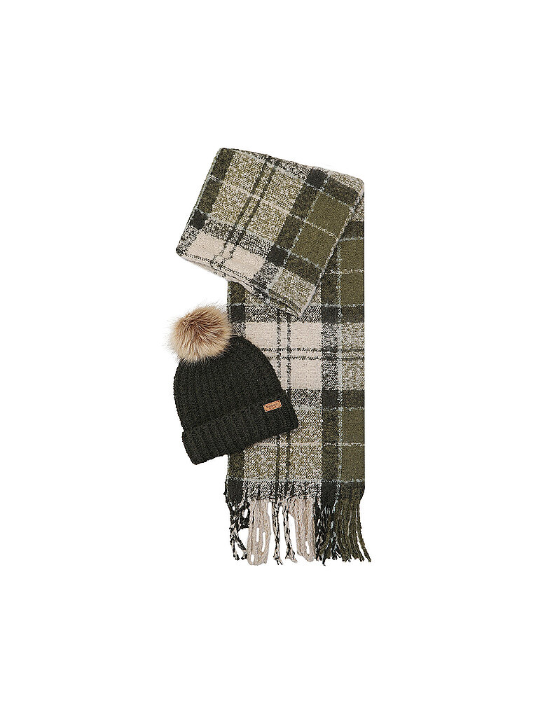 Geschenkset Beanie und Schal SALTBURN olive damen