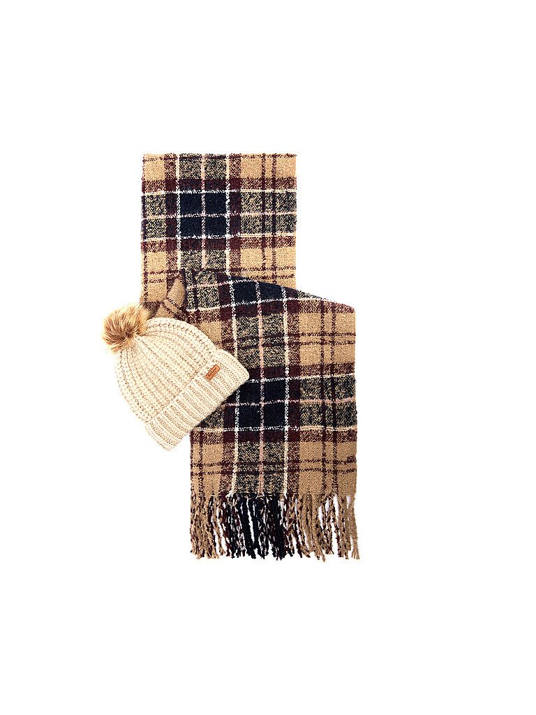 Barbour BARBOUR Geschenkset Beanie und Schal SALTBURN beige