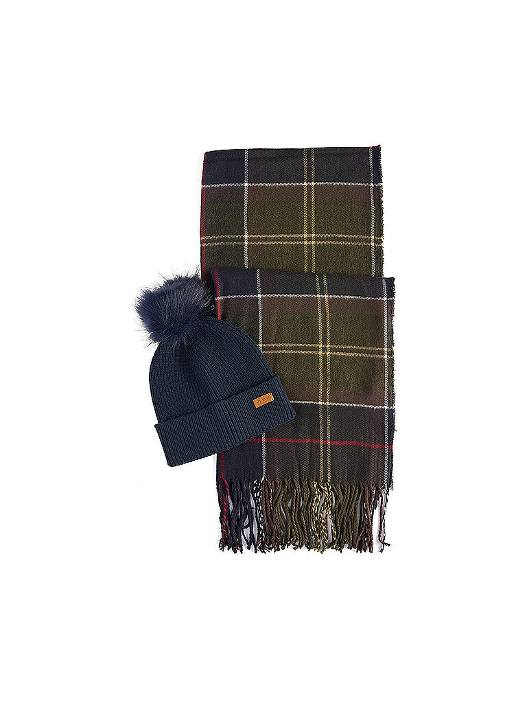 BARBOUR Geschenkset Beanie und Schal DOVER dunkelgrün