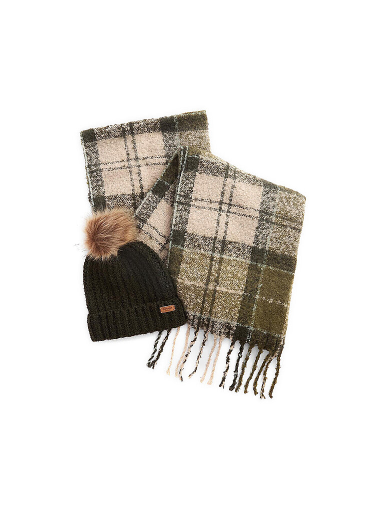 BARBOUR Geschenkset Beanie und Schal SALTBURN olive