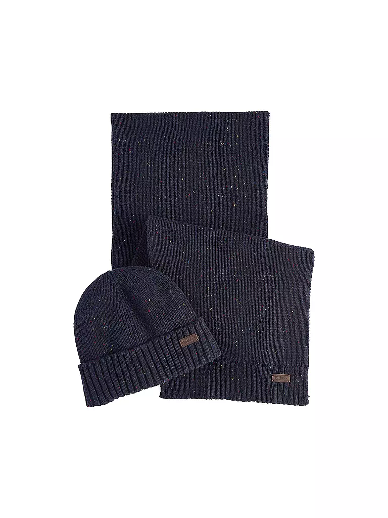 BARBOUR | Geschenkset 2-teilig Schal und Mütze CARLTON | dunkelblau