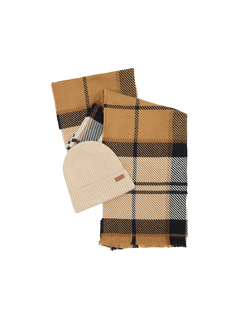 BARBOUR | Geschenkset Beanie und Schal PENDLE | beige