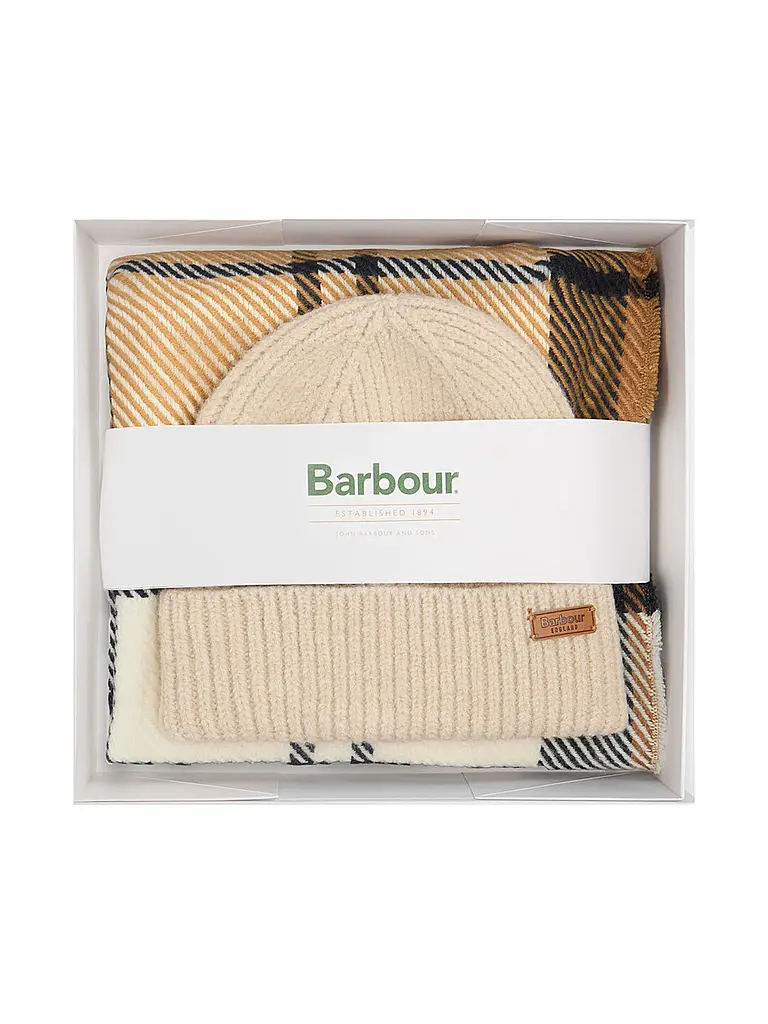 BARBOUR | Geschenkset Beanie und Schal PENDLE | beige
