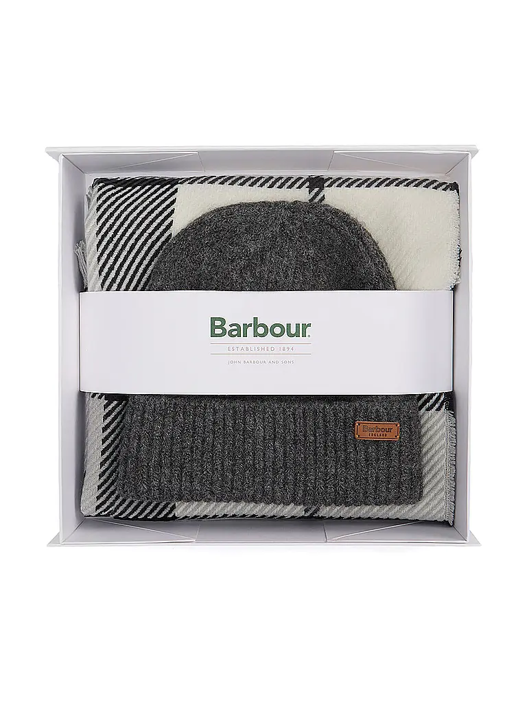 BARBOUR | Geschenkset Beanie und Schal PENDLE | grau