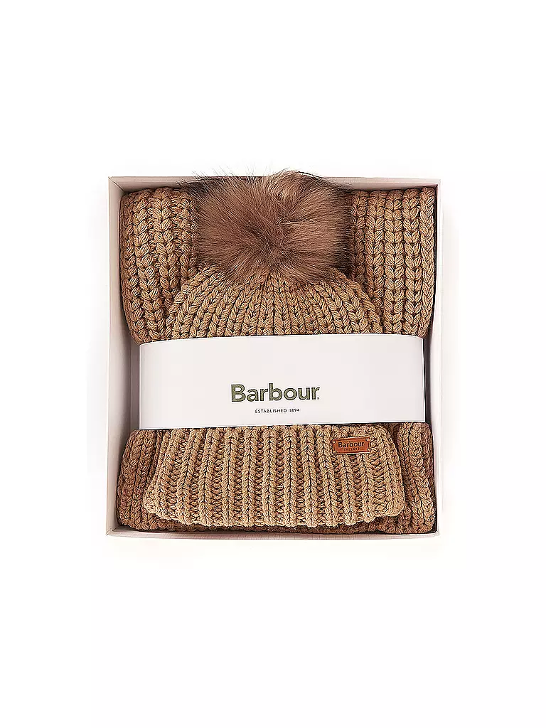 BARBOUR | Geschenkset Beanie und Schal SALTBURN | schwarz