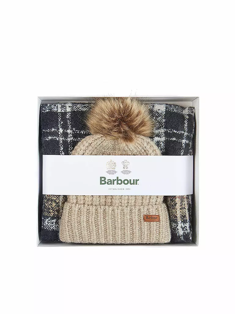 BARBOUR | Geschenkset Beanie und Schal SALTBURN | beige