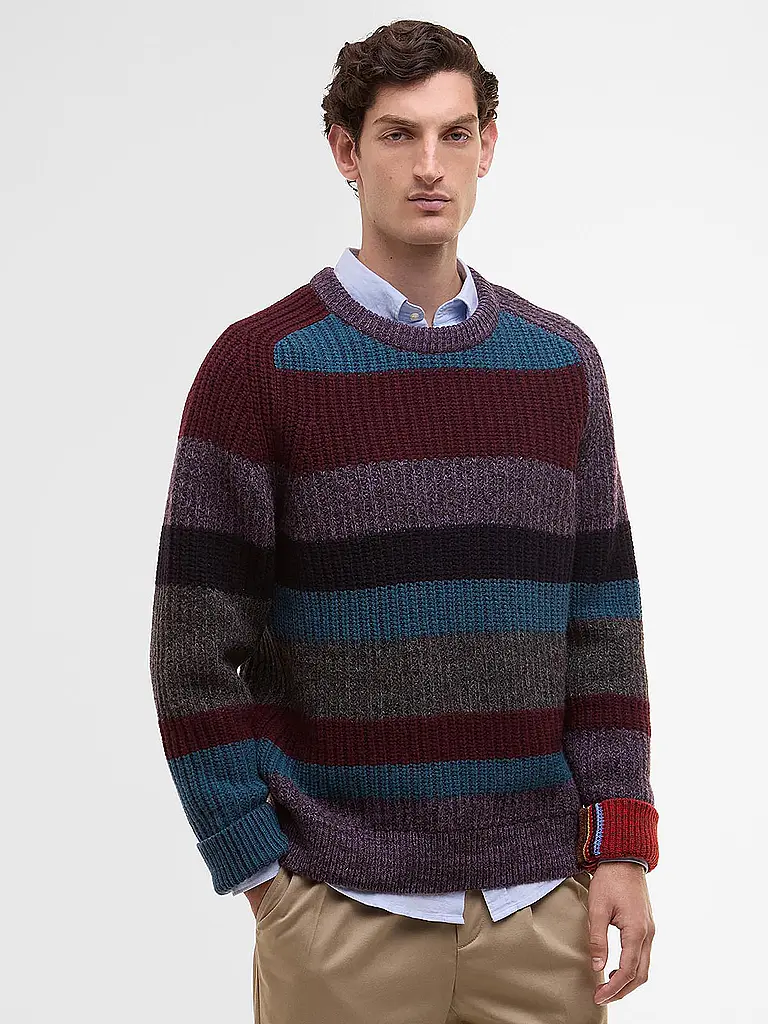 BARBOUR | Paul Smith loves Barbour Pullover Multi Striped Rundhalsausschnitt | Rot