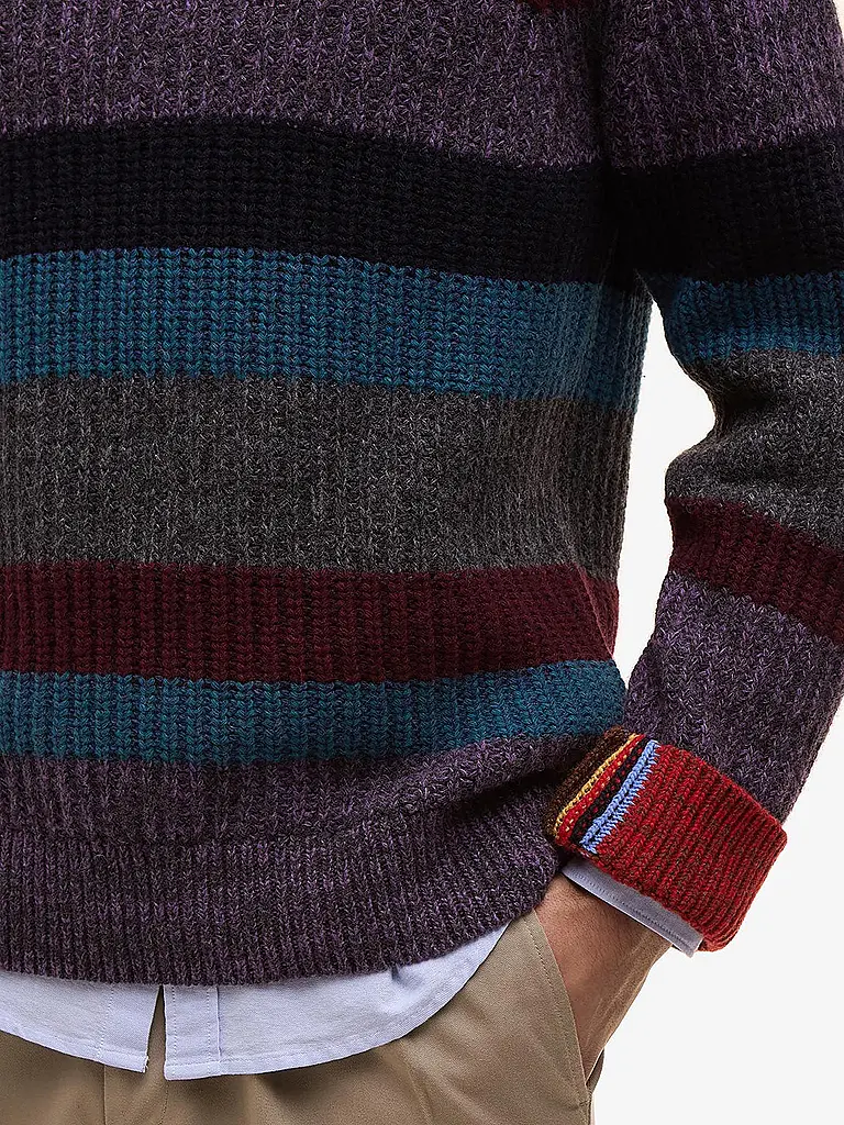 BARBOUR | Paul Smith loves Barbour Pullover Multi Striped Rundhalsausschnitt | Rot