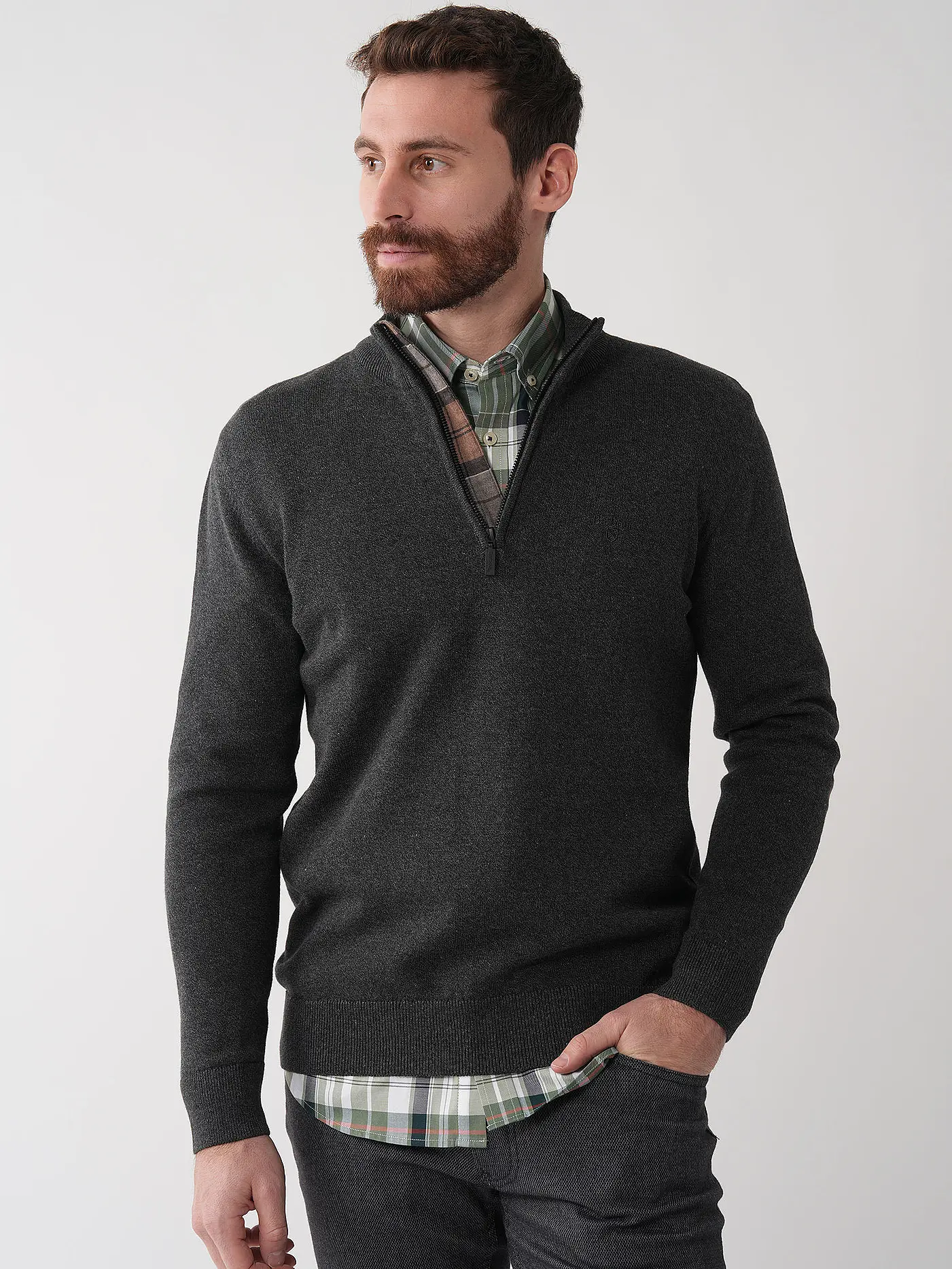 BARBOUR | Troyer Pullover  | grau