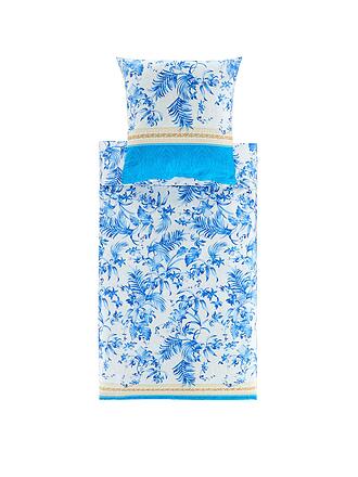 BASSETTI | Satin Bettwäsche IBISCUS 70x90cm/140x200cm Weiss/Blau