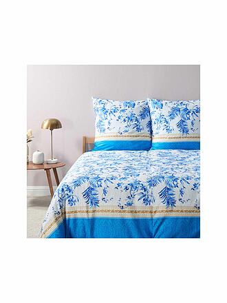 BASSETTI | Satin Bettwäsche IBISCUS 70x90cm/140x200cm Weiss/Blau