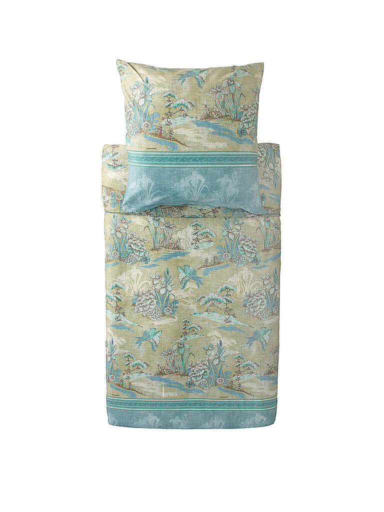 BASSETTI Satin Bettwäsche 70x90cm / 140x200cm ACQUAFORTE Gruen mint Image