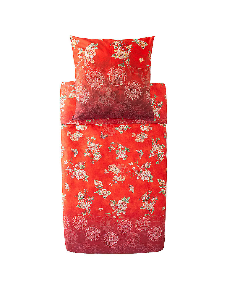 BASSETTI Satin Bettwäsche 70x90cm / 140x200cm ESPERIDI Rot rot Image