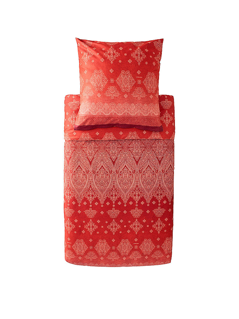 BASSETTI Satin Bettwäsche 2x70x90cm/ 200x200cm KERALA Bordeaux dunkelrot Image