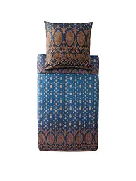 BASSETTI | Satin Bettwäsche  70x90cm / 140x200cm GOLD DECOR Blau | Dunkelblau
