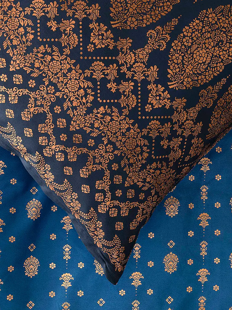 BASSETTI | Satin Bettwäsche  70x90cm / 140x200cm GOLD DECOR Blau | 