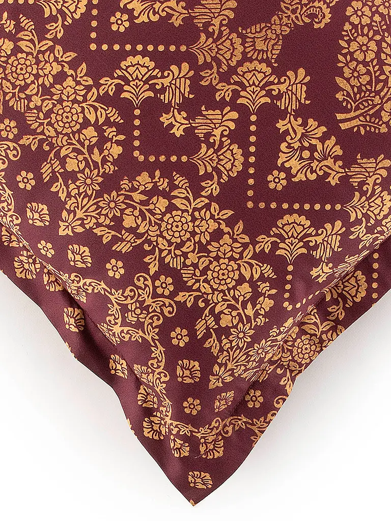 BASSETTI | Satin Bettwäsche  70x90cm / 140x200cm GOLD DECOR Bordeaux | Dunkelrot