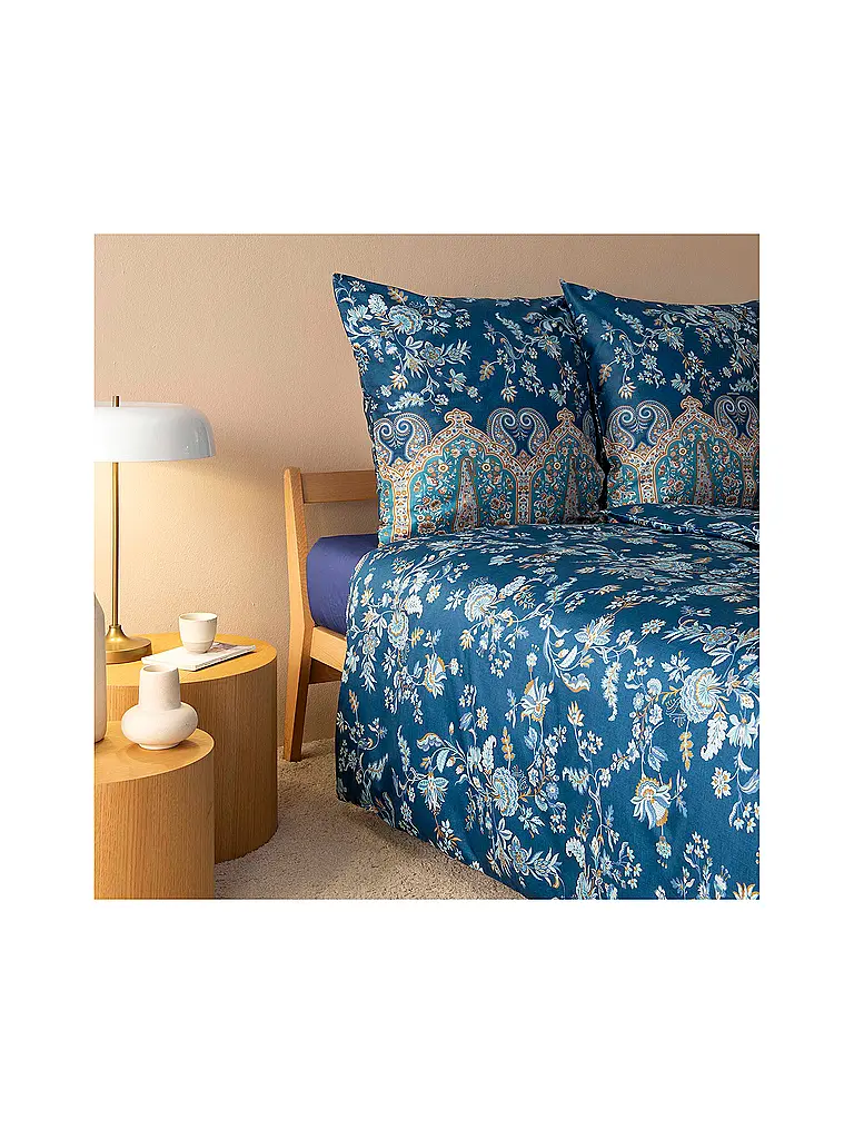 BASSETTI | Satin Bettwäsche  70x90cm / 140x200cm INDIAN ROSES Blau | 