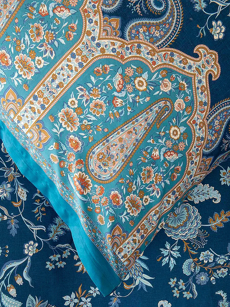 BASSETTI | Satin Bettwäsche  70x90cm / 140x200cm INDIAN ROSES Blau | 