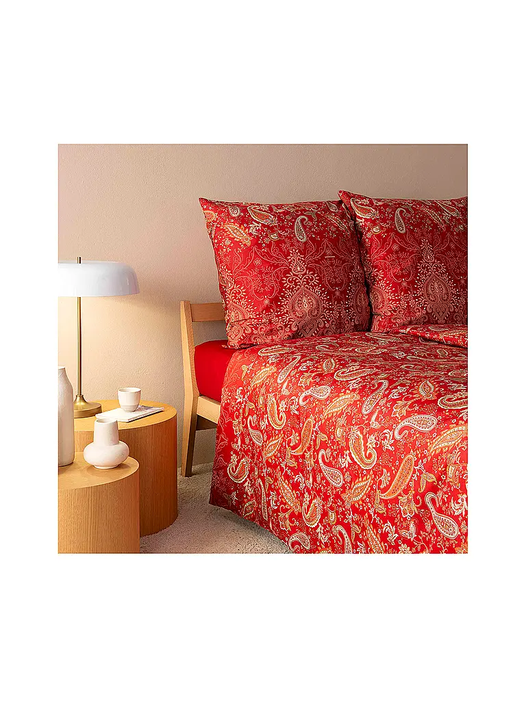 BASSETTI | Satin Bettwäsche  70x90cm / 140x200cm MONNALISA Rot | dunkelrot