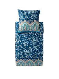 BASSETTI | Satin Bettwäsche 2x70x90cm/  200x200cm INDIAN ROSES Blau | dunkelblau