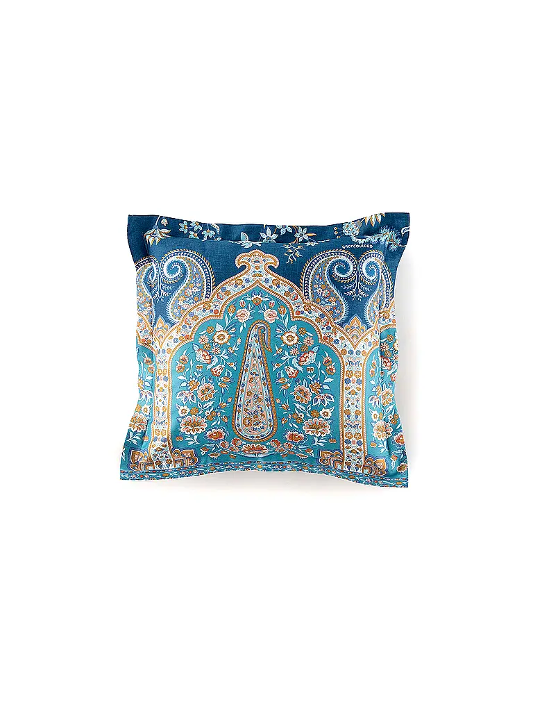 BASSETTI | Satin Bettwäsche 2x70x90cm/  200x200cm INDIAN ROSES Blau | 