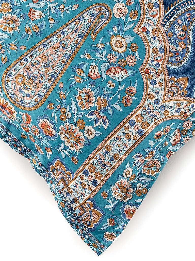 BASSETTI | Satin Bettwäsche 2x70x90cm/  200x200cm INDIAN ROSES Blau | 