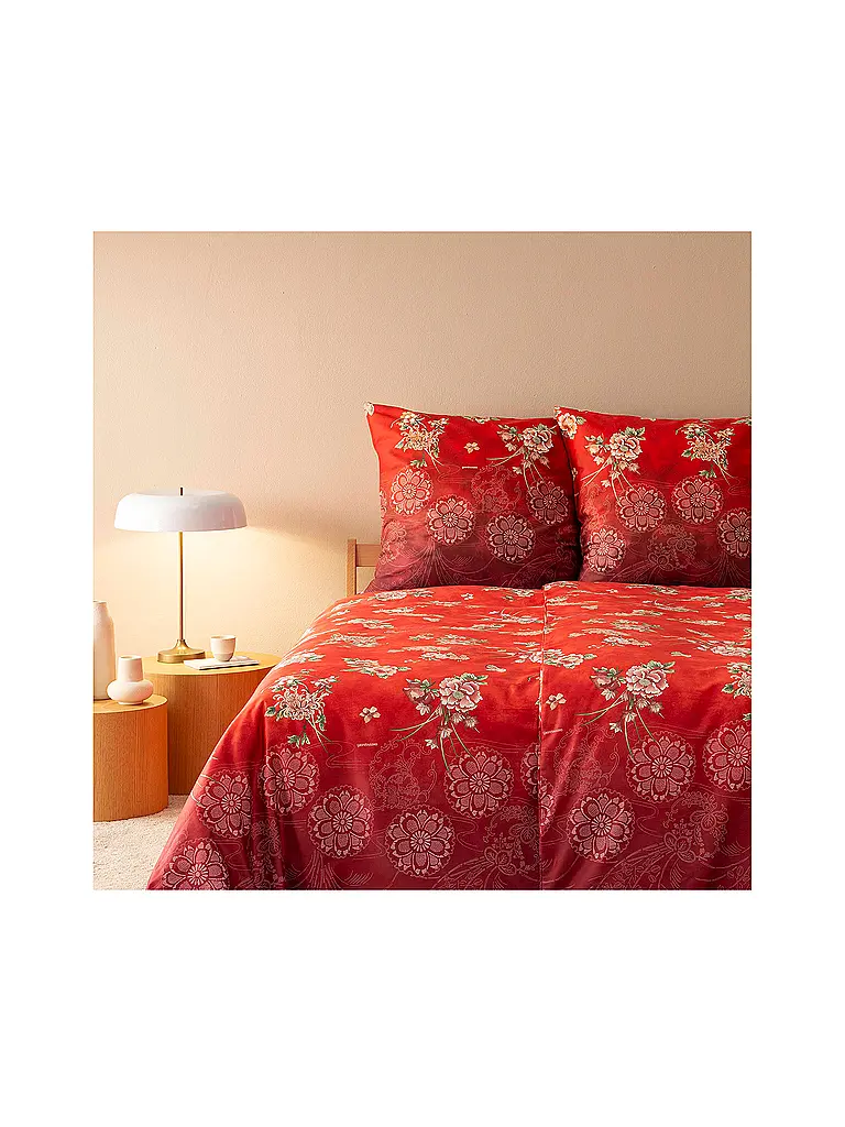 BASSETTI | Satin Bettwäsche 70x90cm / 140x200cm ESPERIDI  Rot | rot