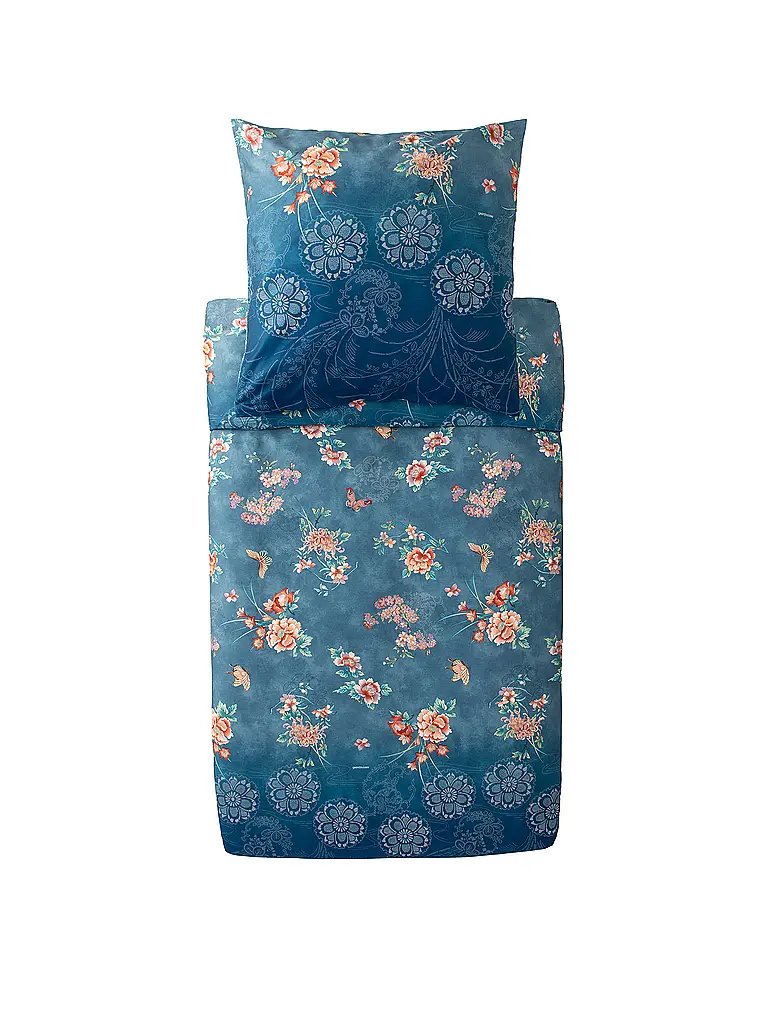 BASSETTI | Satin Bettwäsche 70x90cm / 140x200cm ESPERIDI Petrol | blau