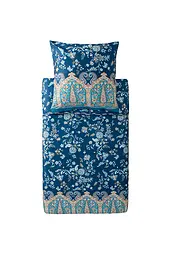 BASSETTI | Satin Bettwäsche 70x90cm / 140x220cm  INDIAN ROSES Blau | dunkelblau