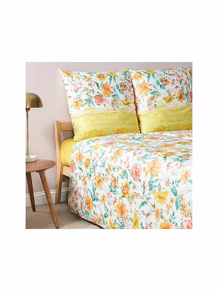 BASSETTI | Satin Bettwäsche CASABLANCA 70x90cm/140x200cm Gelb | blau