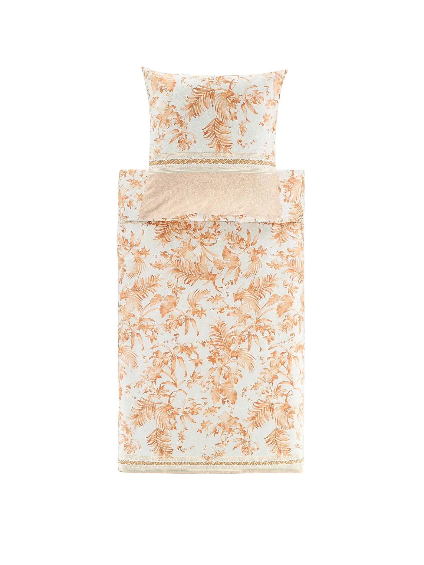 BASSETTI | Satin Bettwäsche IBISCUS 70x90cm/140x200cm Creme/Koral | beige