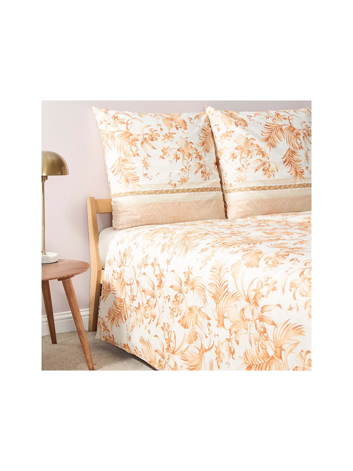 BASSETTI | Satin Bettwäsche IBISCUS 70x90cm/140x200cm Creme/Koral | beige
