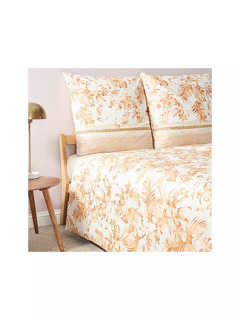 BASSETTI | Satin Bettwäsche IBISCUS 70x90cm/140x200cm Creme/Koral | beige
