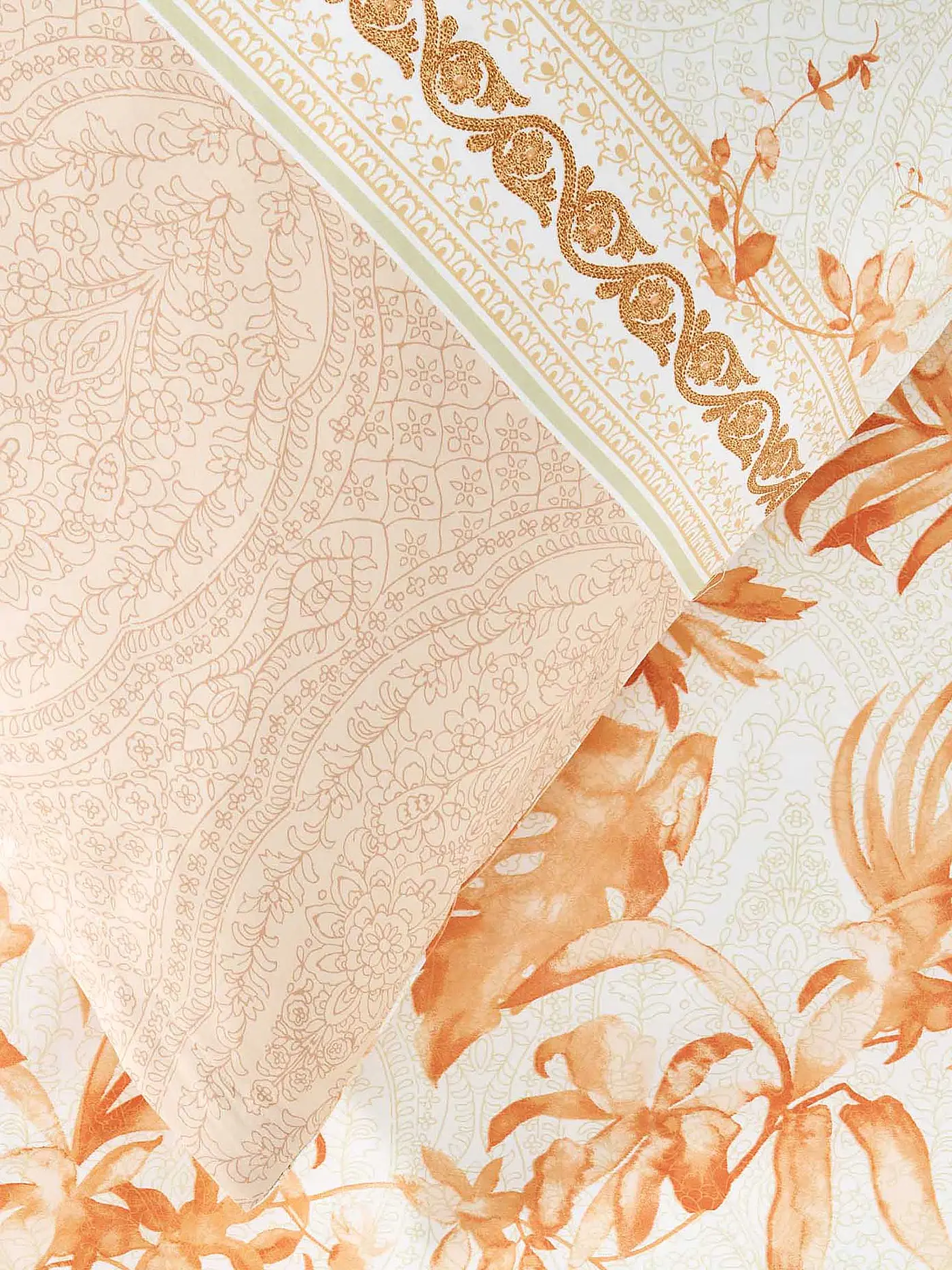 BASSETTI | Satin Bettwäsche IBISCUS 70x90cm/140x200cm Creme/Koral | beige