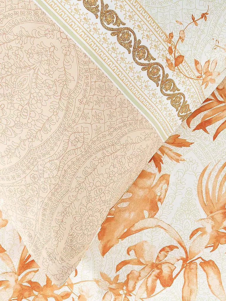 BASSETTI | Satin Bettwäsche IBISCUS 70x90cm/140x200cm Creme/Koral | beige