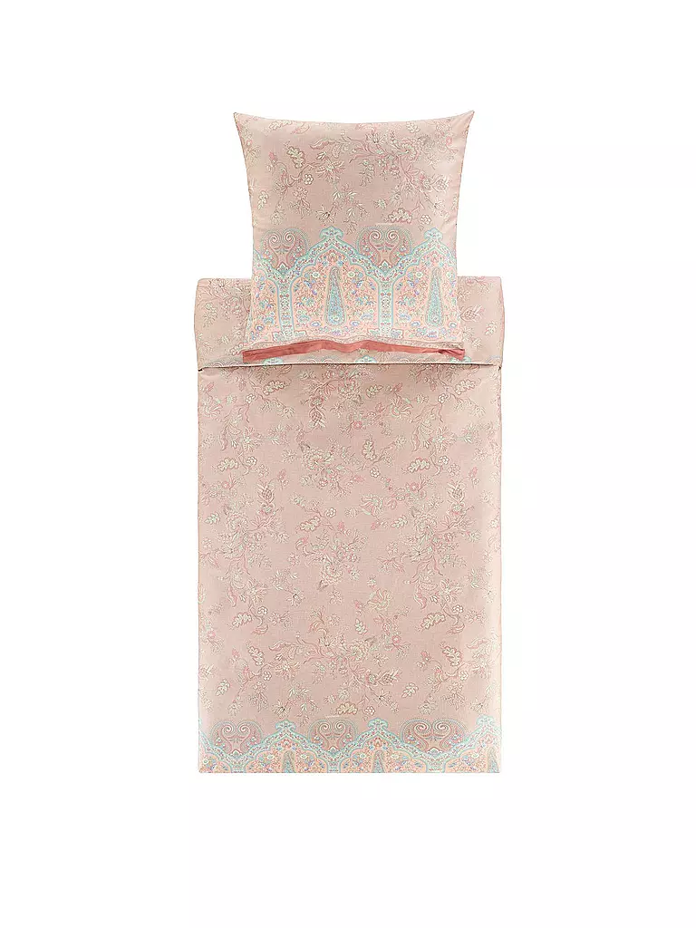 BASSETTI | Satin Bettwäsche INDIAN ROSES 2x 70x90cm / 200x200cm Beige | beige