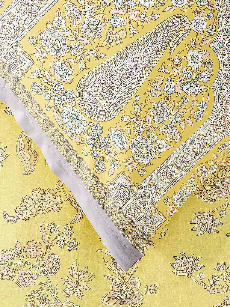 BASSETTI | Satin Bettwäsche INDIAN ROSES 2x 70x90cm / 200x200cm Gelb | gelb
