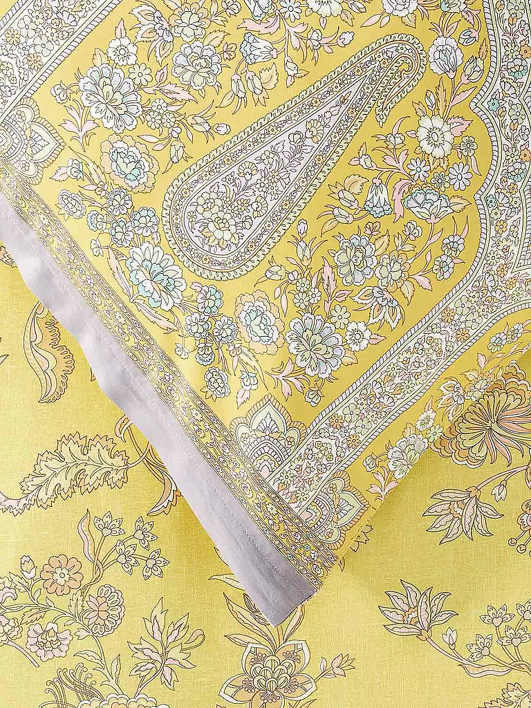 BASSETTI | Satin Bettwäsche INDIAN ROSES 70x90cm/140x200cm Mint | gelb