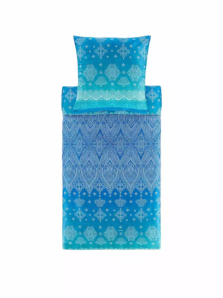 BASSETTI | Satin Bettwäsche KERALA 2x 70x90cm / 200x200cm  | blau