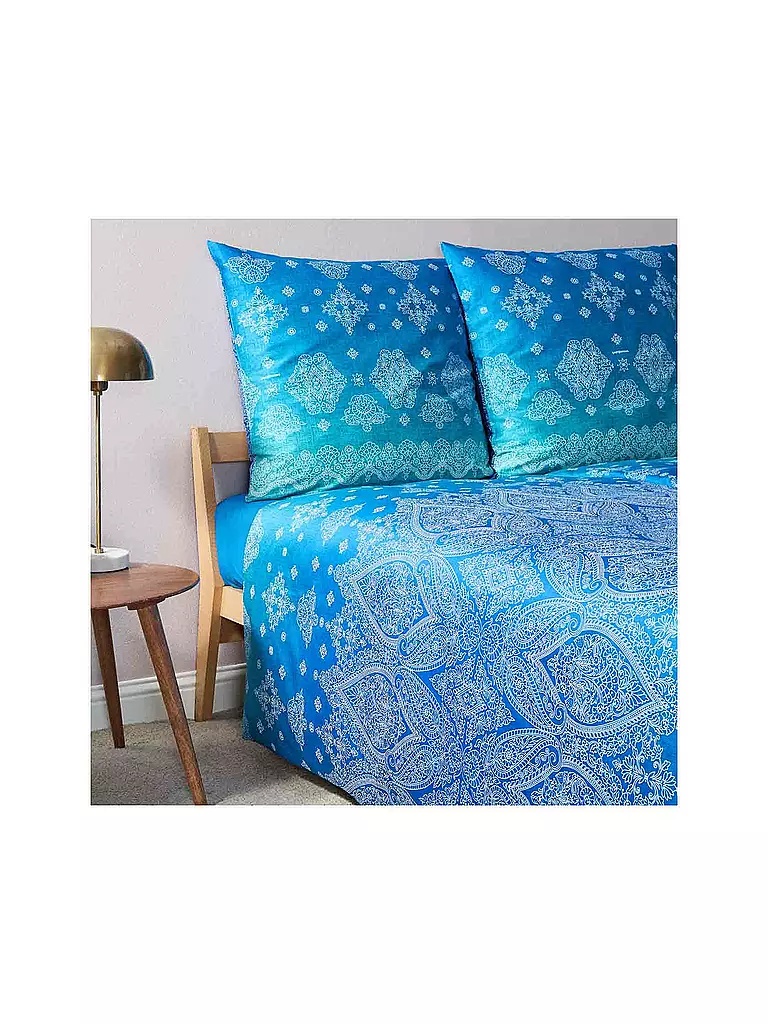 BASSETTI | Satin Bettwäsche KERALA 2x 70x90cm / 200x200cm  | blau