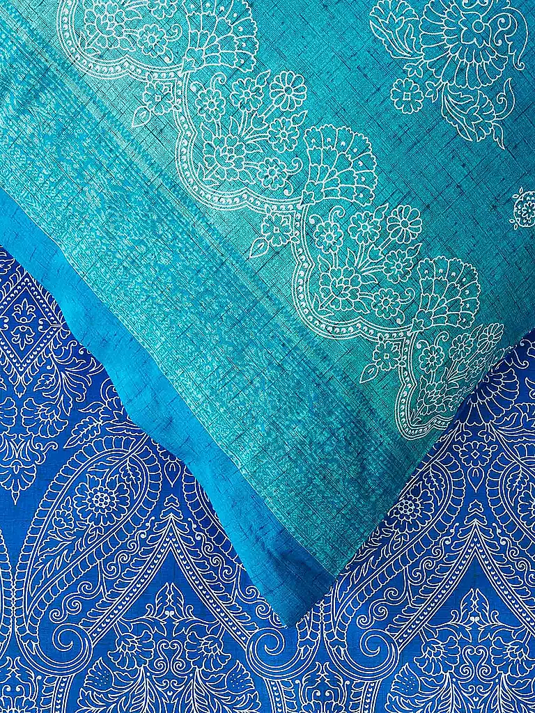 BASSETTI | Satin Bettwäsche KERALA 2x 70x90cm / 200x200cm  | blau